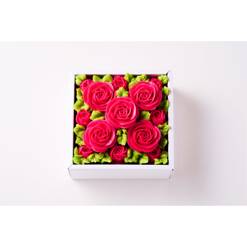 食べられるお花のボックスフラワーケーキ(Elegant pink)