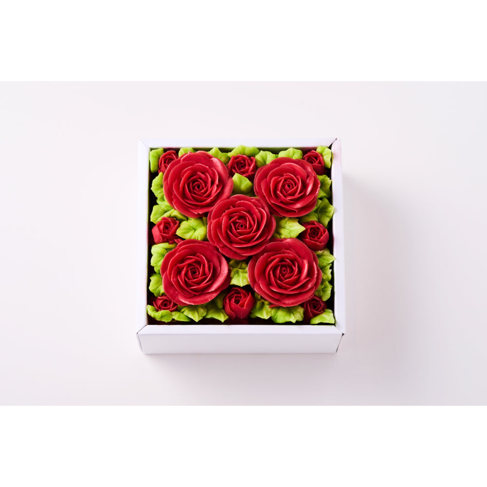 食べられるお花のボックスフラワーケーキ(Shining red)