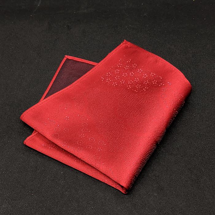 着物職人手作り 金彩シルクポケットチーフ】レッド Nsplus 19920