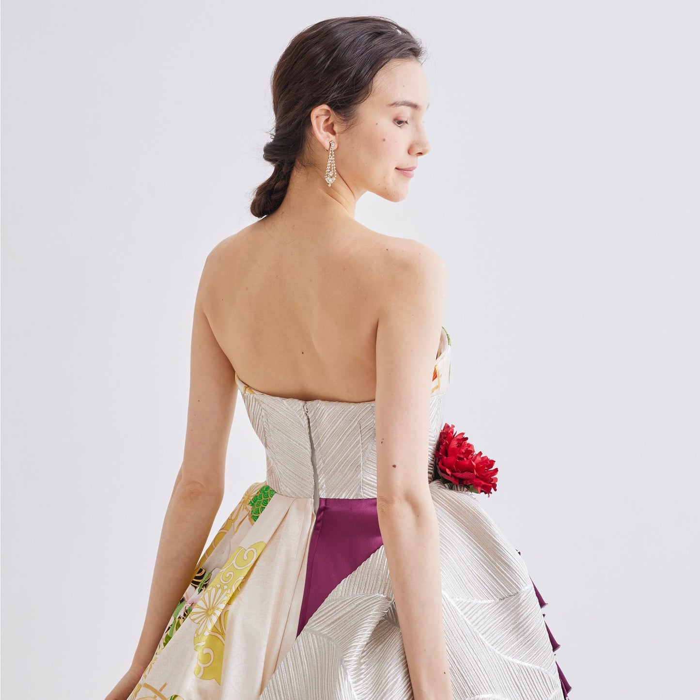 おしどり振袖×紫サテン×銀帯【結婚式 レンタル】