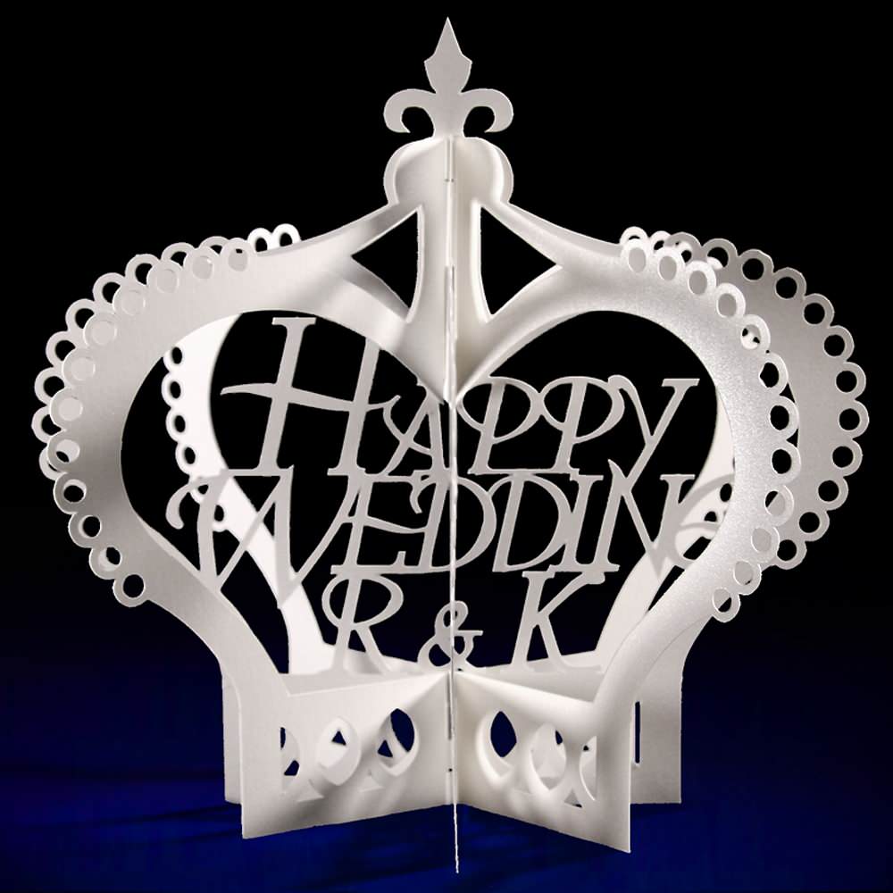 イニシャル入れ】ウェディングポップアップカード〈クラウン〉 【結婚