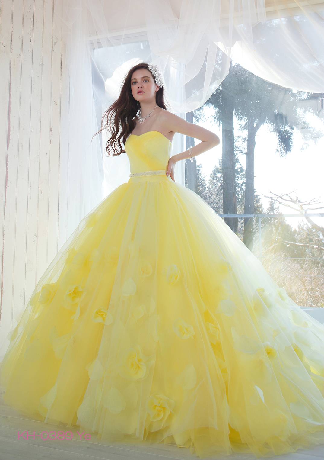 KIYOKO HATAイエロー KH0389 【結婚式 カラードレス レンタル】
