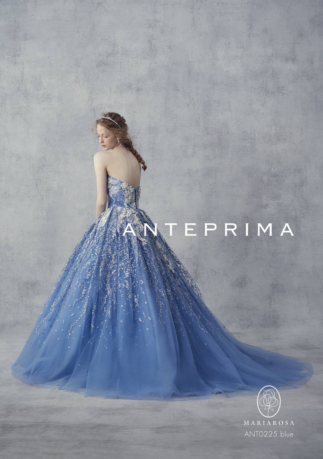 ANT0225 ブルーグリッター 【結婚式 カラードレス レンタル】