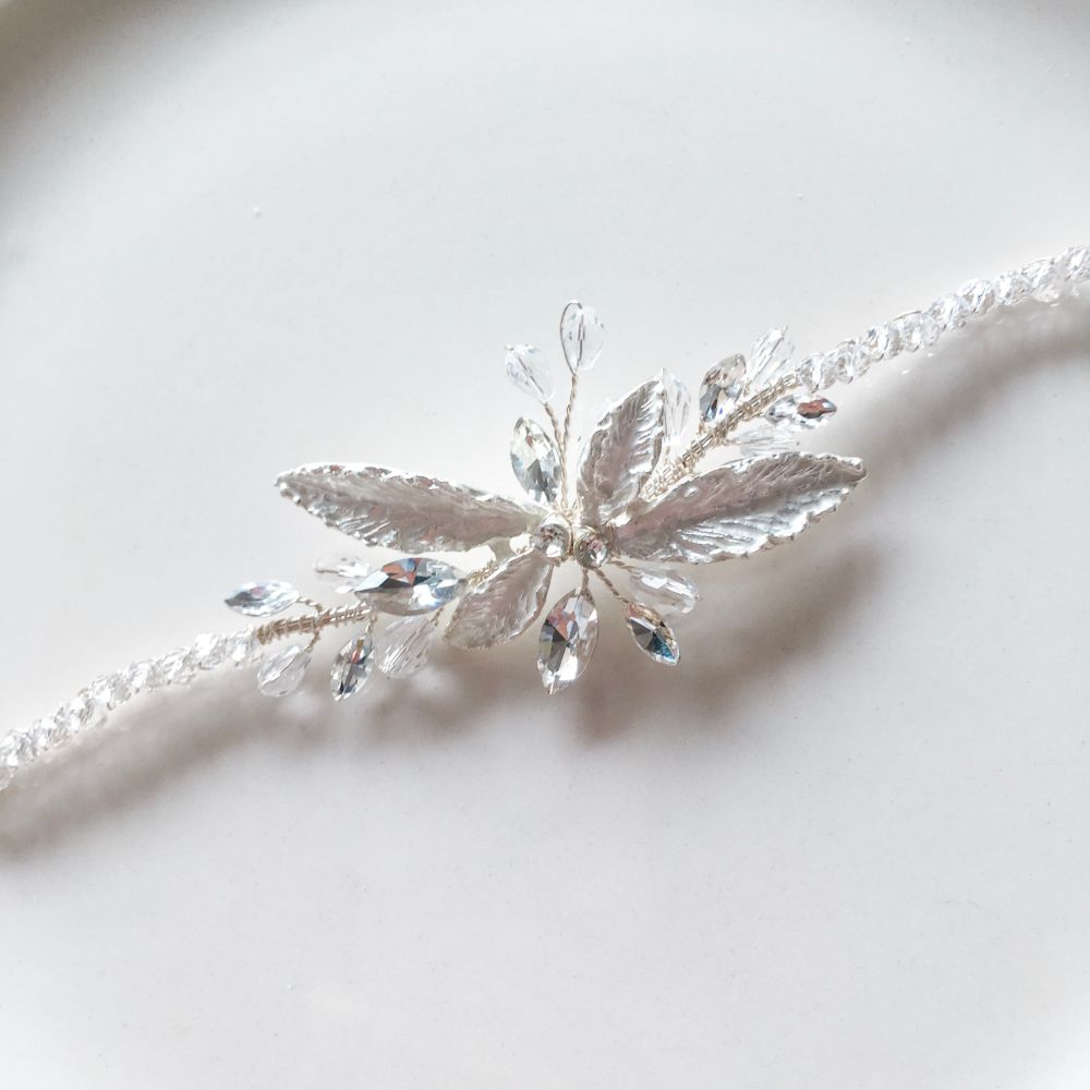 【ブレスレット】ブライダルブレスレット ビジュー リーフ h8 【結婚式 ブレスレット】