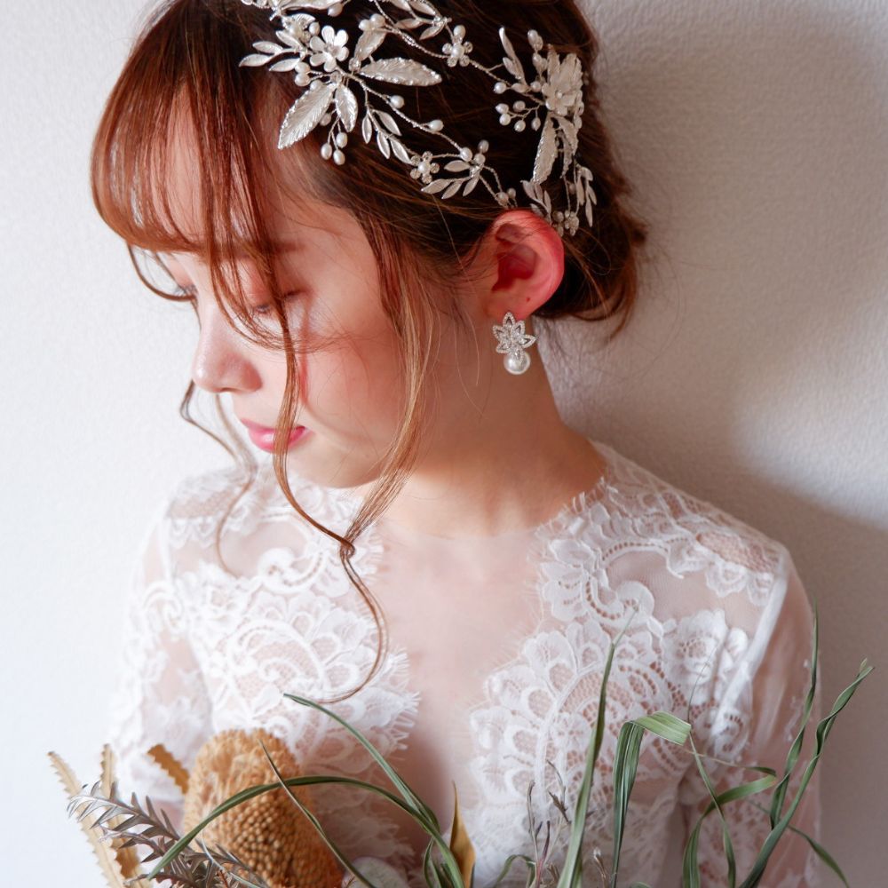 【ピアス】2サイズ ビジュー パール ウェディング ブライダルピアス d3(小さい) 【結婚式 ピアス イヤリング】