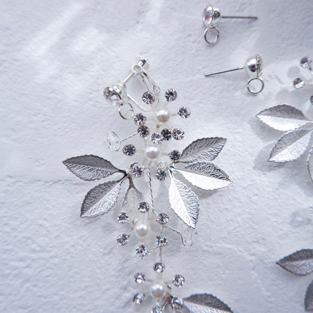 【ピアス】ブライダルピアス 小枝ピアス ビジュー シルバー m2 【結婚式 ピアス イヤリング】