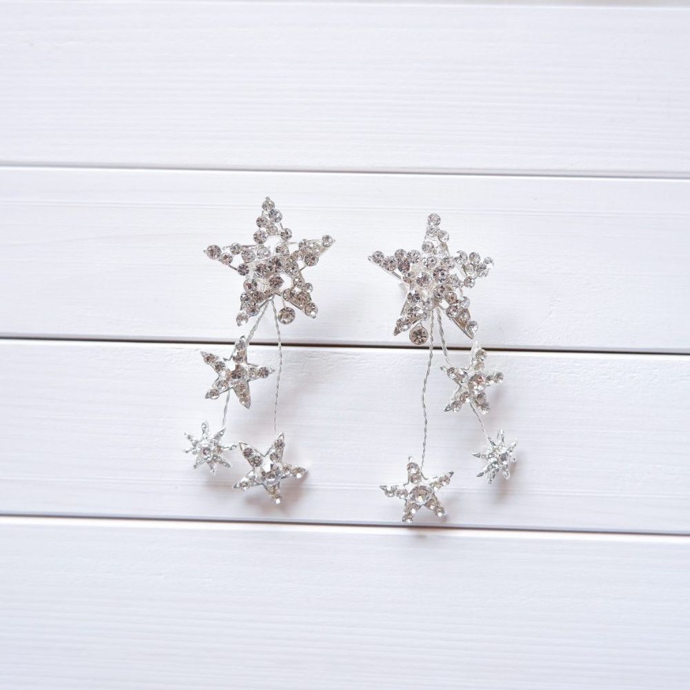 【イヤリング】ブライダルイヤリング ビジュー スター ウェディング n10 【結婚式 ピアス イヤリング】