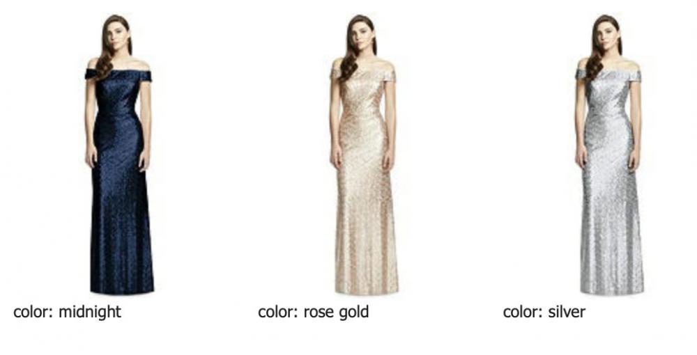 3002 スパンコール グリッター クロスバック オフショルダー ロングドレス 3色 【結婚式 ブライズメイド アッシャー オーダーメイド】