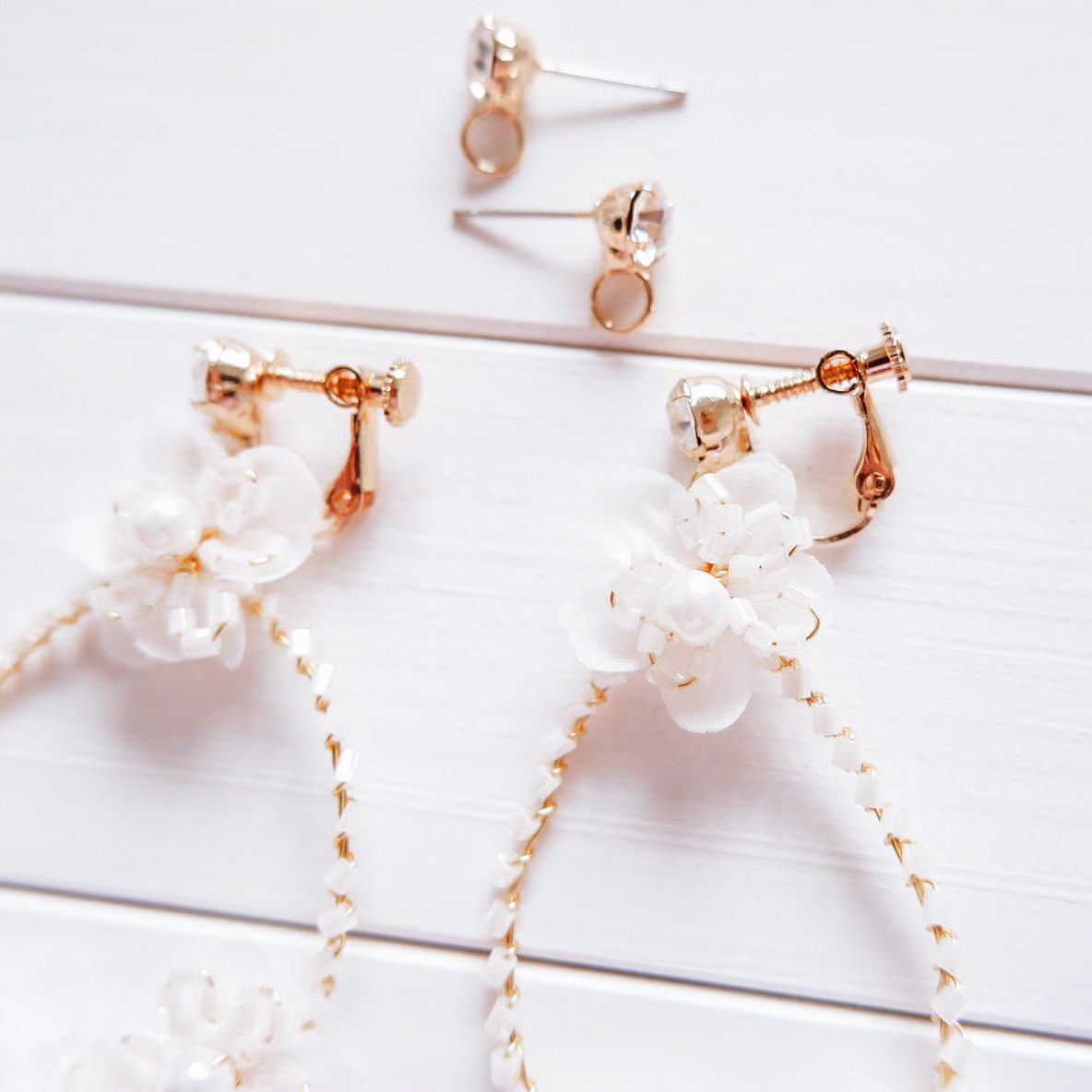 【ピアス】ブライダルピアス アンティークピアス フラワー ゴールド m16 【結婚式 ピアス イヤリング】