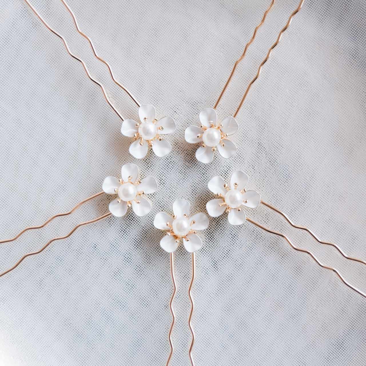 (5点セット)ブライダルヘッドドレス 小枝ピン 小花ピン ゴールド p17 【結婚式 ヘアアクセサリー】