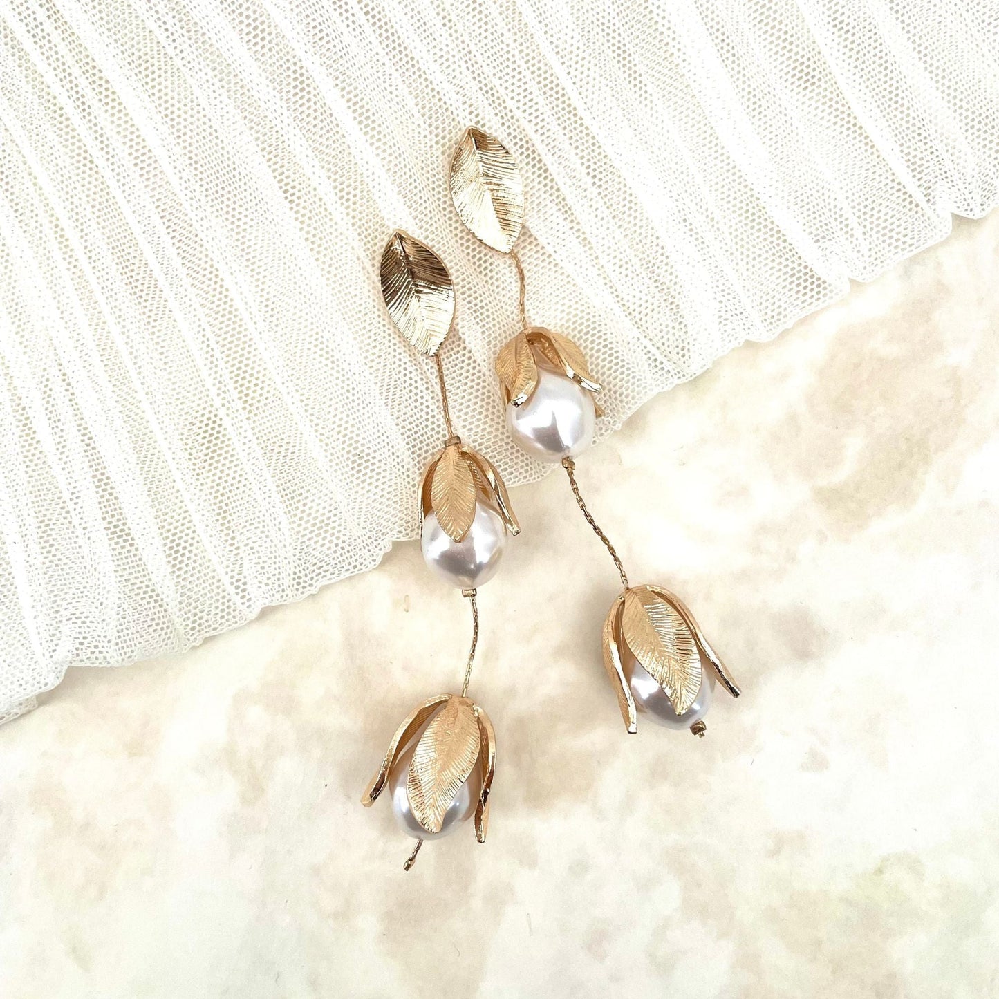 lef ゴールドロングウェディングピアス【結婚式 ピアス イヤリング】