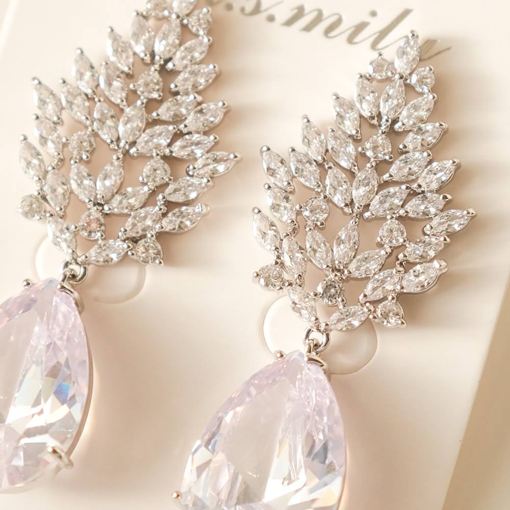 【ピアス】ジルコニア ビジュー ウェディングピアス ブライダルピアス q19 【結婚式 ピアス イヤリング】