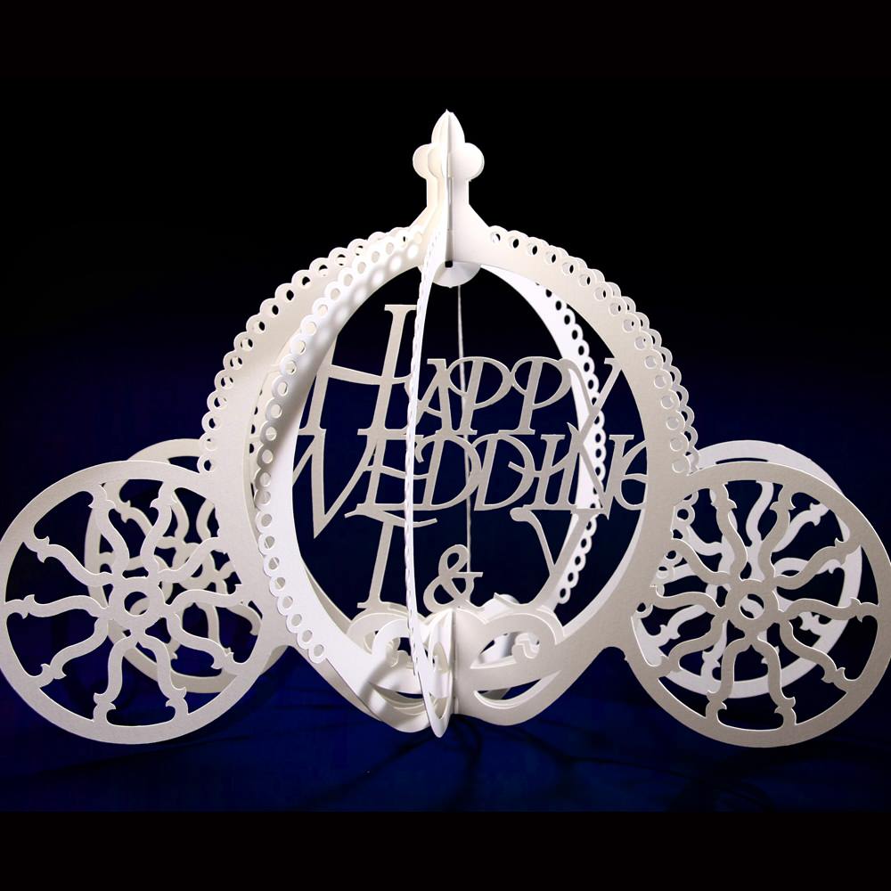 ウェディングポップアップカード〈かぼちゃの馬車〉【イニシャル入れ