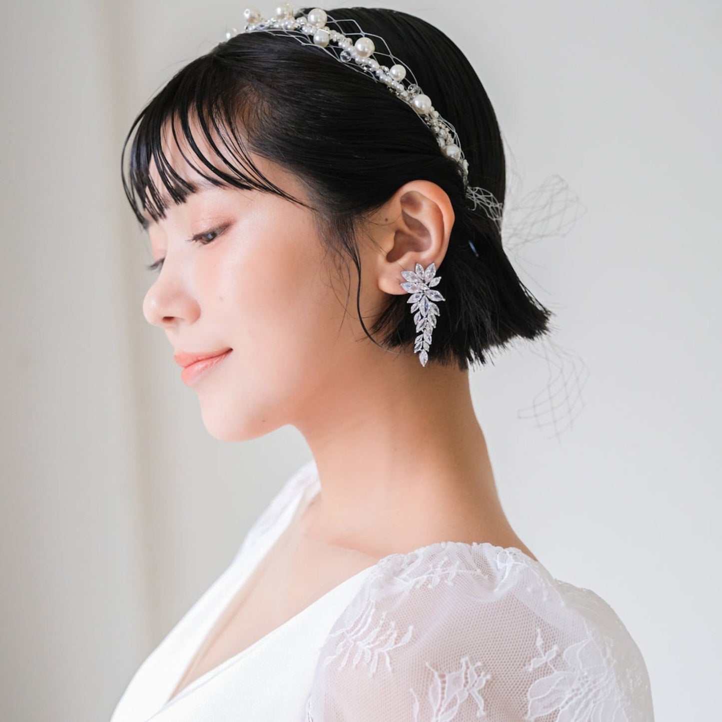 【ピアス】ジルコニア ビジュー ブライダル シルバー v23【結婚式 ピアス イヤリング】