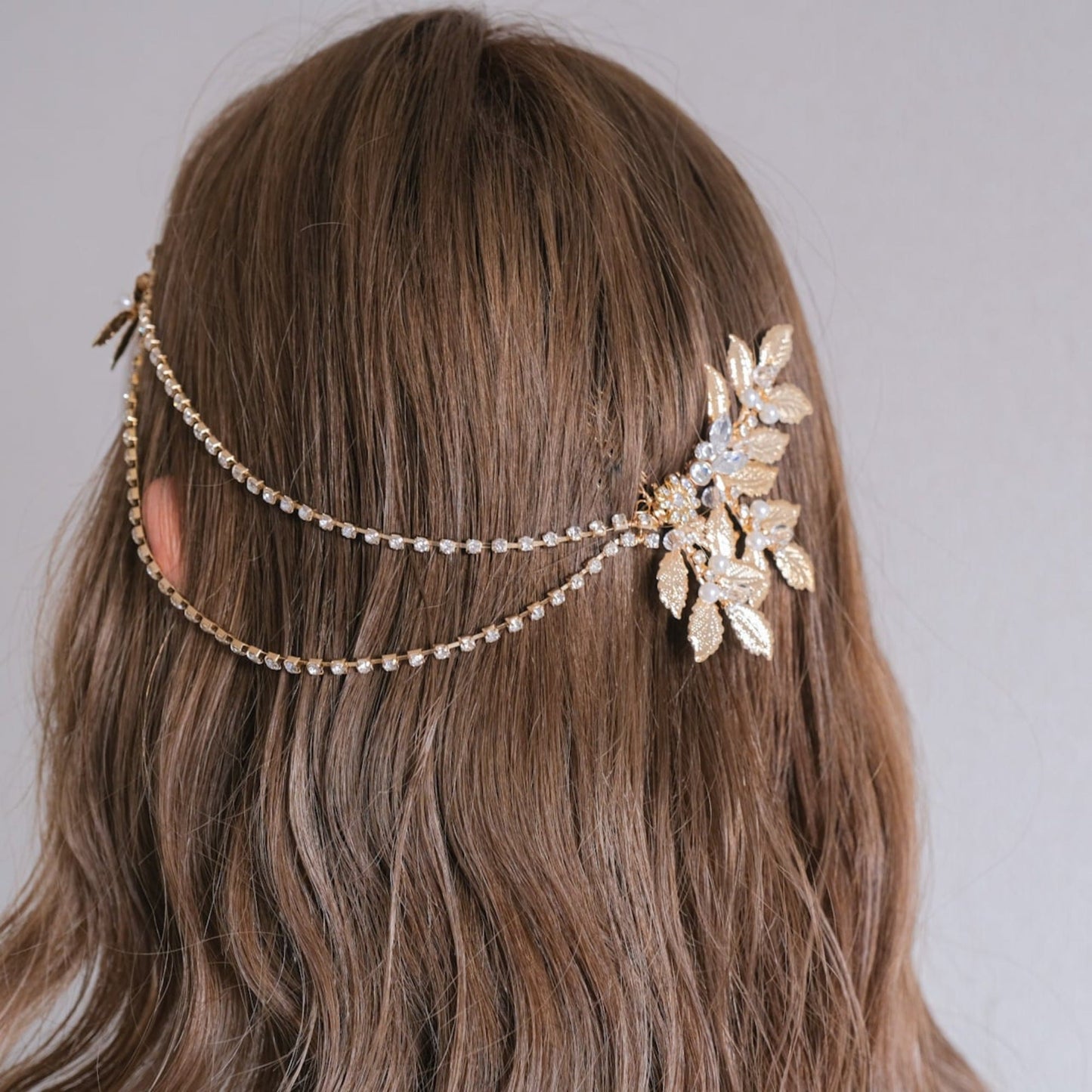 ブライダルヘッドドレス ヘッドコーム ビジュー リーフ ゴールド s27 【結婚式 ヘアアクセサリー】