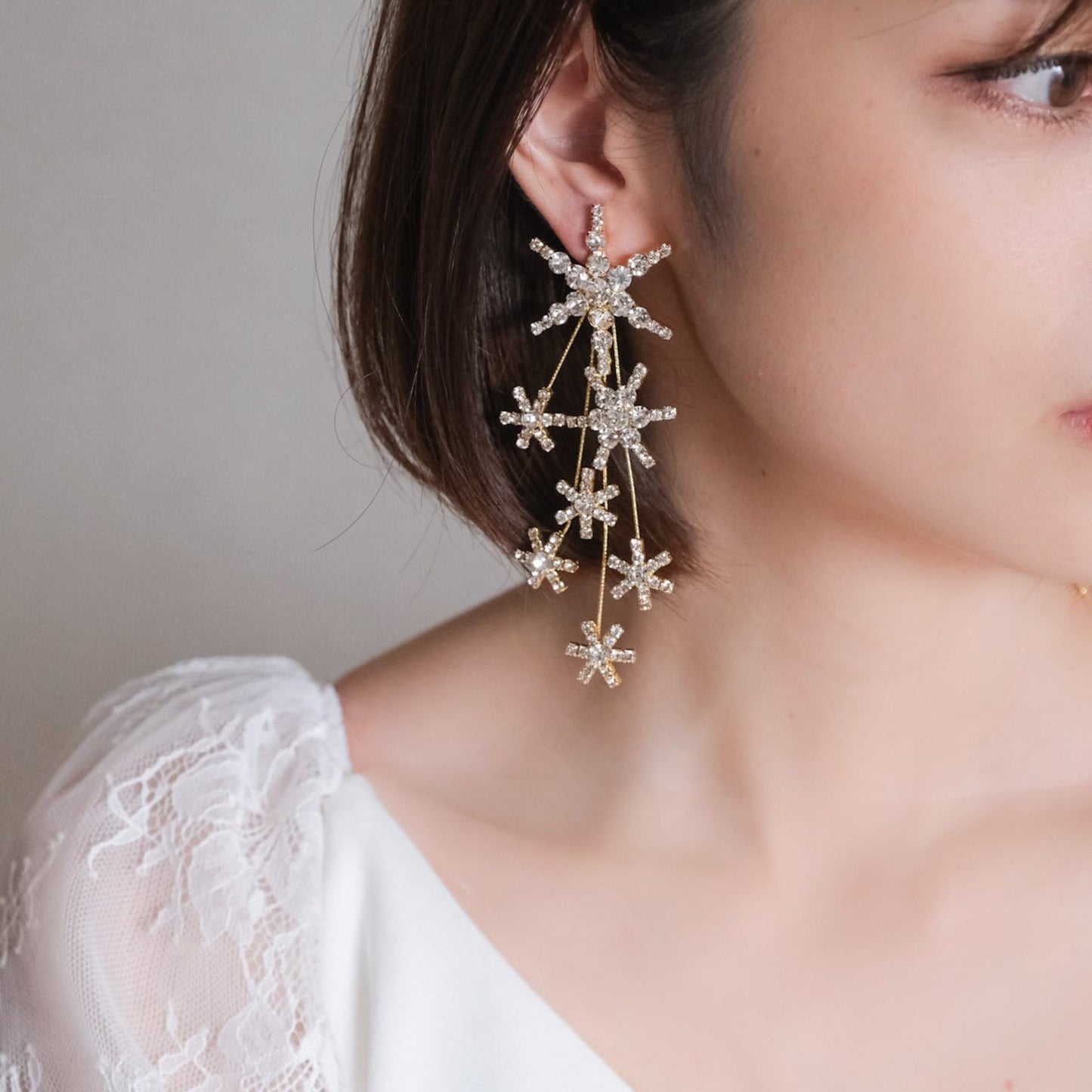 【ピアス】ビジュー ロングスター ウェディング ブライダルピアス ゴールド t12 【結婚式 ピアス イヤリング】