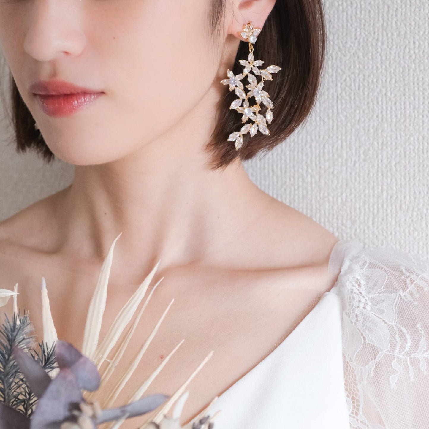 【ピアス】ジルコニア フラワー ウェディング ブライダルピアス ゴールド t16 【結婚式 ピアス イヤリング】