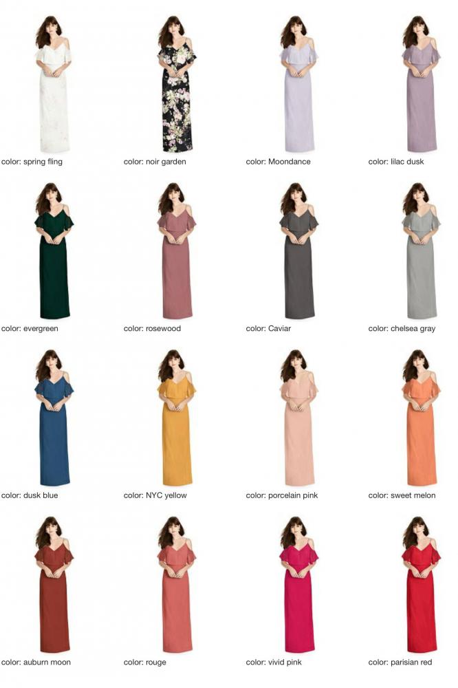 6781 ラグジュアリーシフォン オフショルダー ブライズメイド ロングドレス 82色 【結婚式 ブライズメイド アッシャー オーダーメイド】