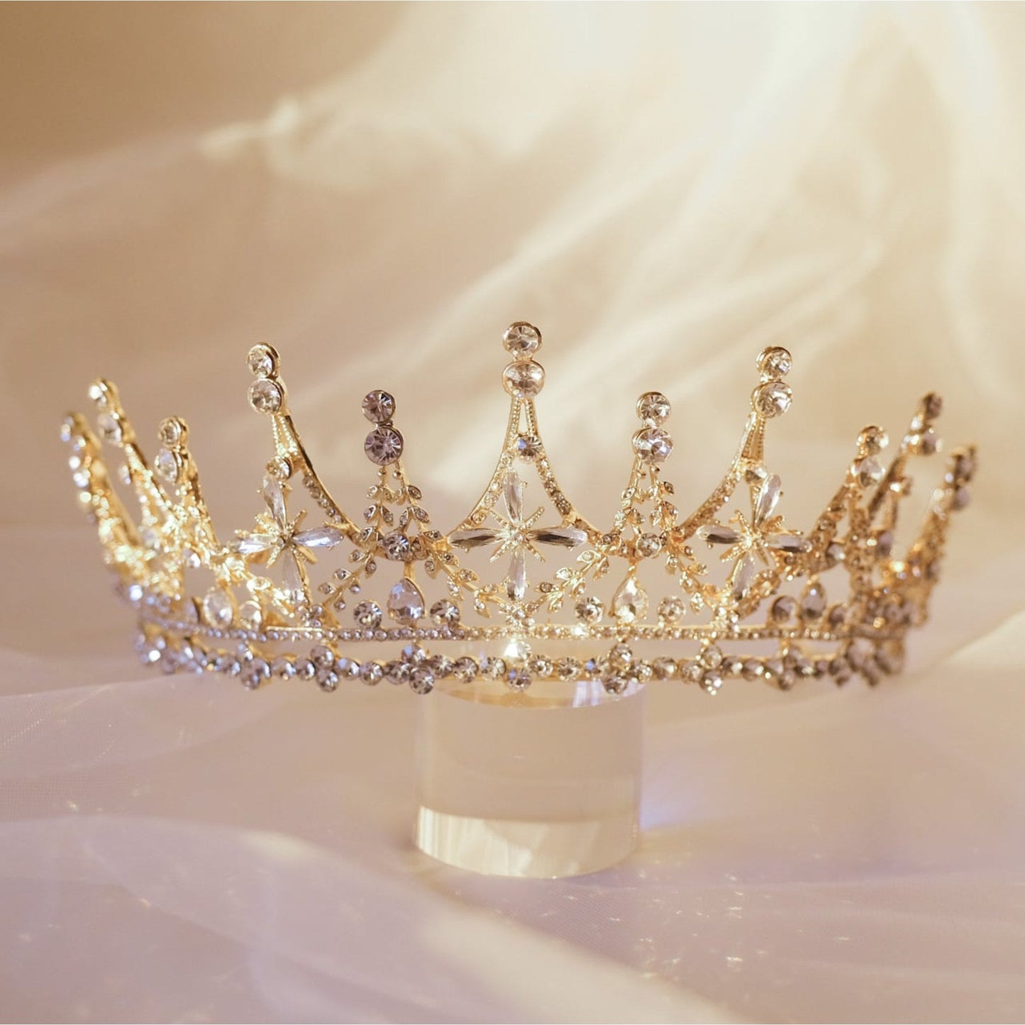 【ヘッドドレス】ティアラ ビジュー ブライダルヘッドドレス ゴールド u42 【結婚式 ヘアアクセサリー】