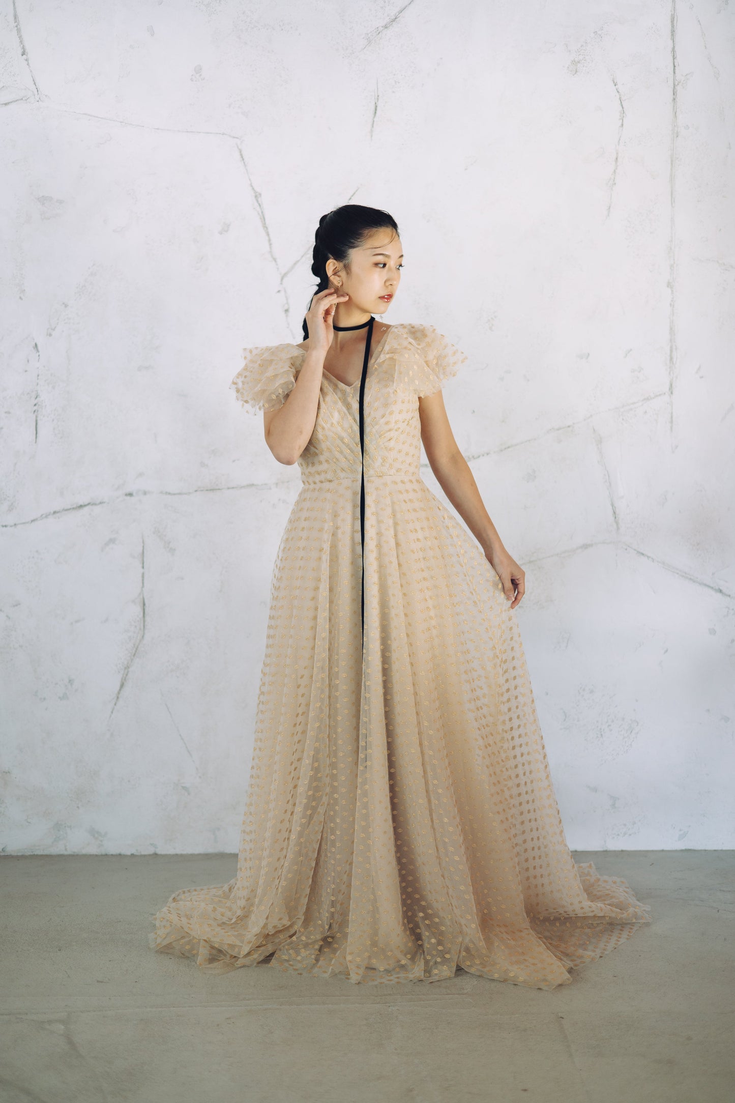 カラードレス/9102344/ ゴールドカラーAラインドレス 【カラードレス】