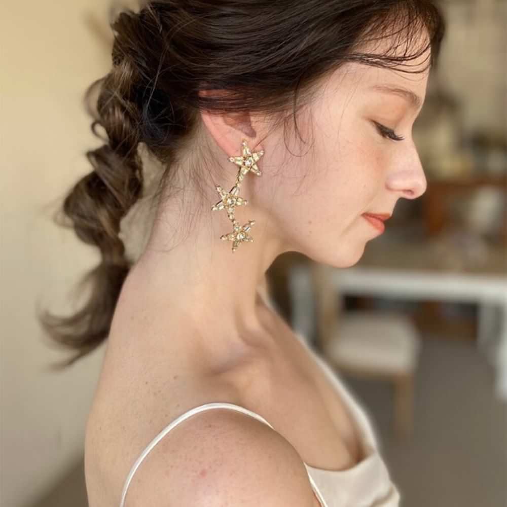 星モチーフ イヤリング 【星ゴールド3×2】 【結婚式 ピアス イヤリング