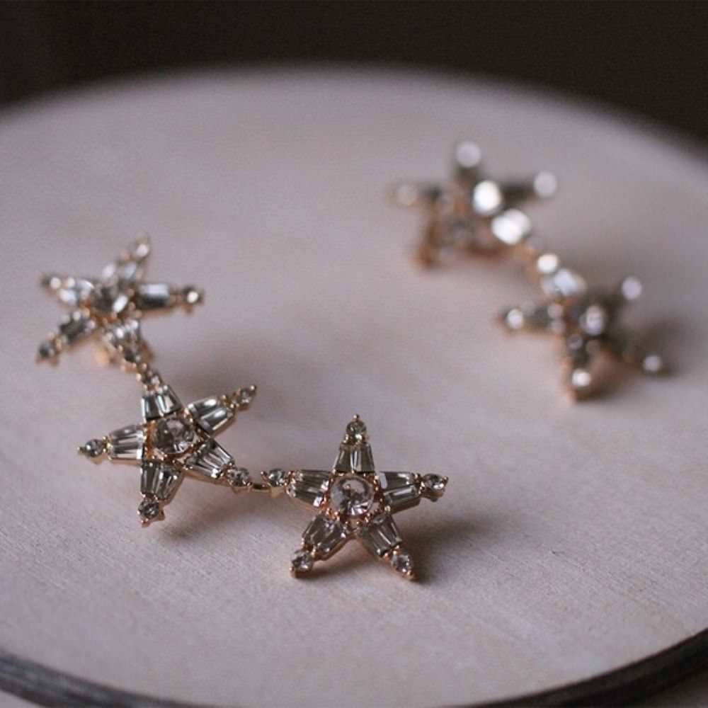 星モチーフ イヤリング 【星ゴールド3×2】 【結婚式 ピアス イヤリング】