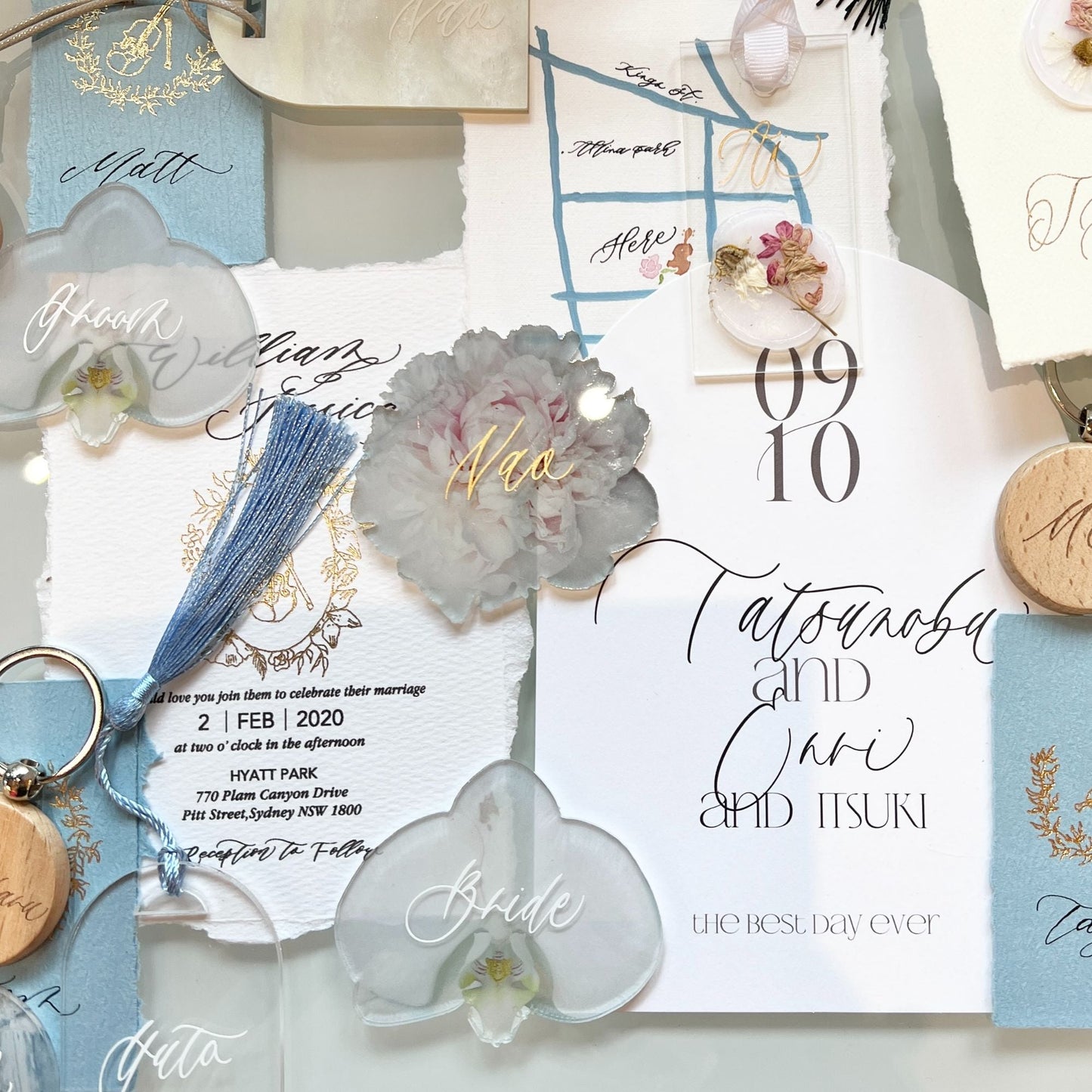 アクリルフラワー席札(ピオニー)【結婚式 ペーパー 席札】