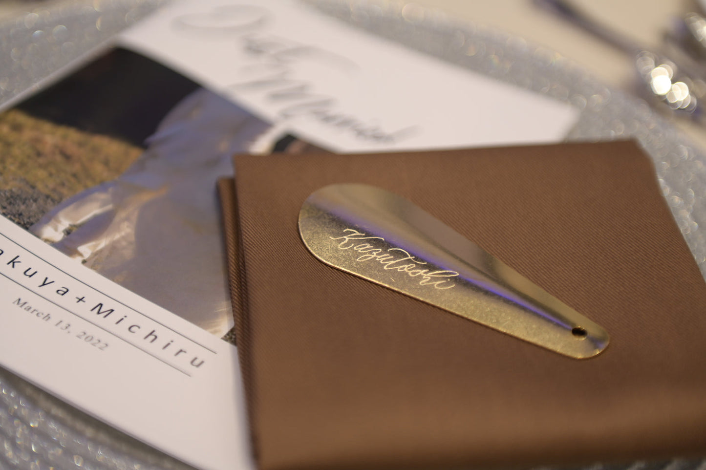 【結婚式 席札】シューホーン席札(ゴールド)【結婚式 ペーパー 席札】