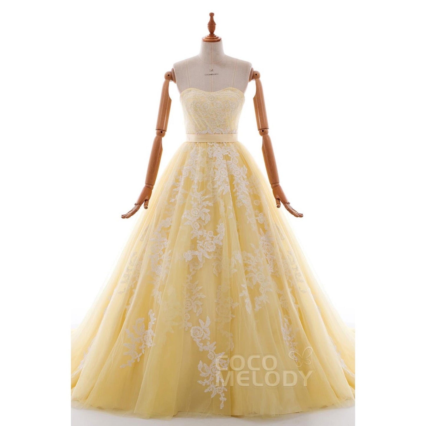 B14E3A024-Y Aライン イェロー ビスチェ TU45 カラードレス【結婚式 カラードレス オーダーメイド】