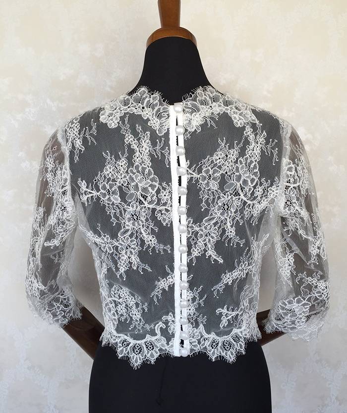 ウェディングドレス用☆繊細レースボレロ 七分袖 【結婚式 ドレス小物 レンタル】