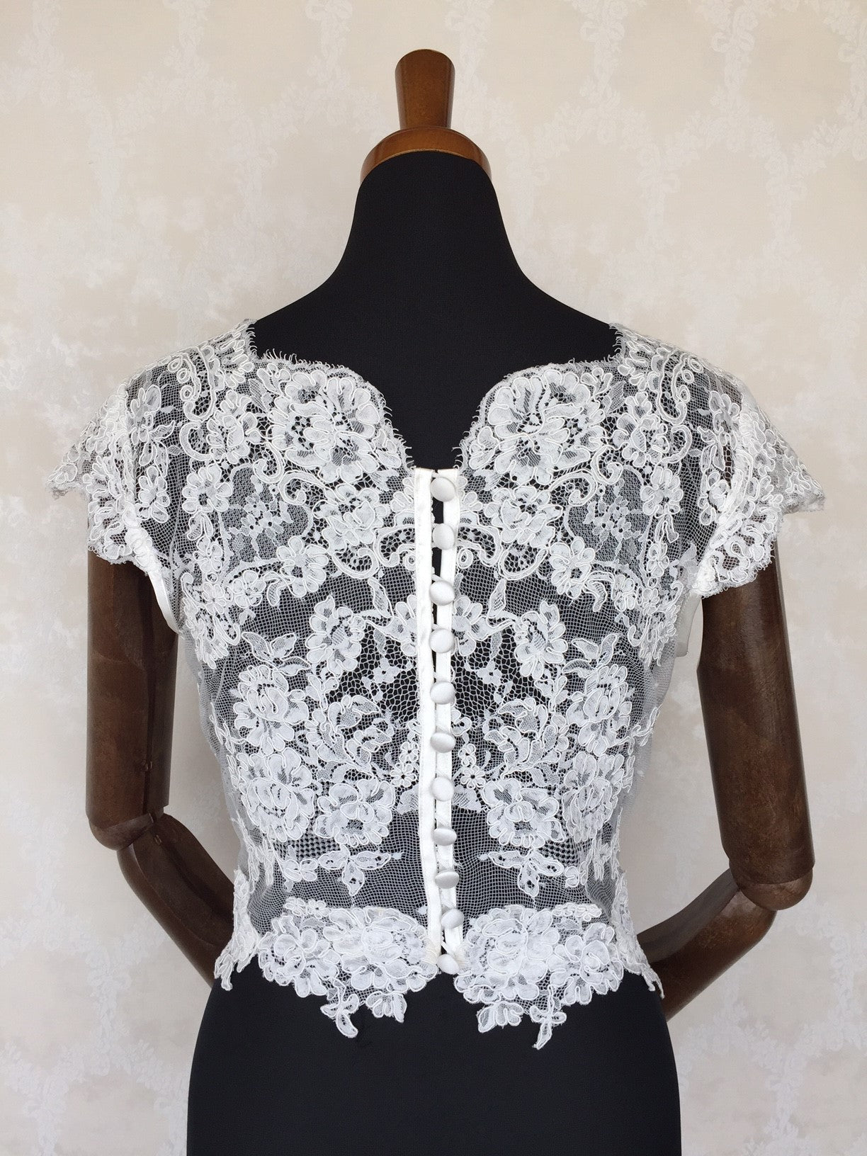 ウェディングドレス用Vネックレースプチスリーブボレロ 【結婚式 ドレス小物 レンタル】