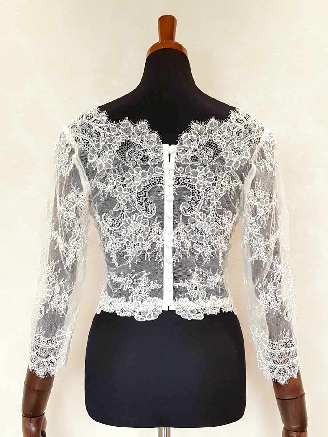8分袖Vネックレースボレロ 【結婚式 ドレス小物 レンタル】