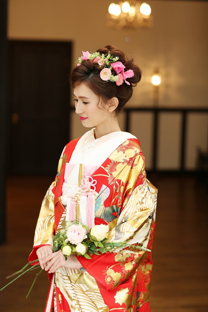 鶴真砂:着付け1点(お引上げ込) 【結婚式 和装 色打掛 レンタル】