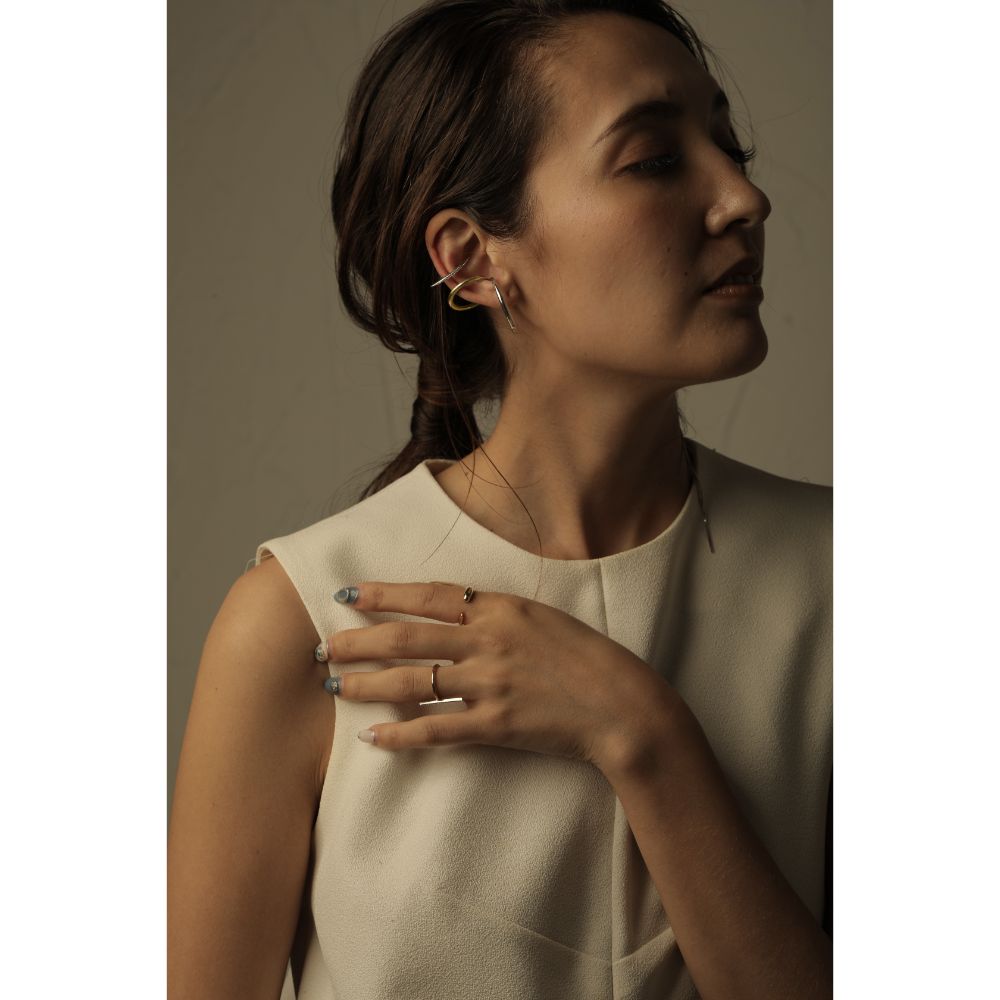 Double ring earcuff/ブライダルアクセサリー 【結婚式 ピアス イヤリング】