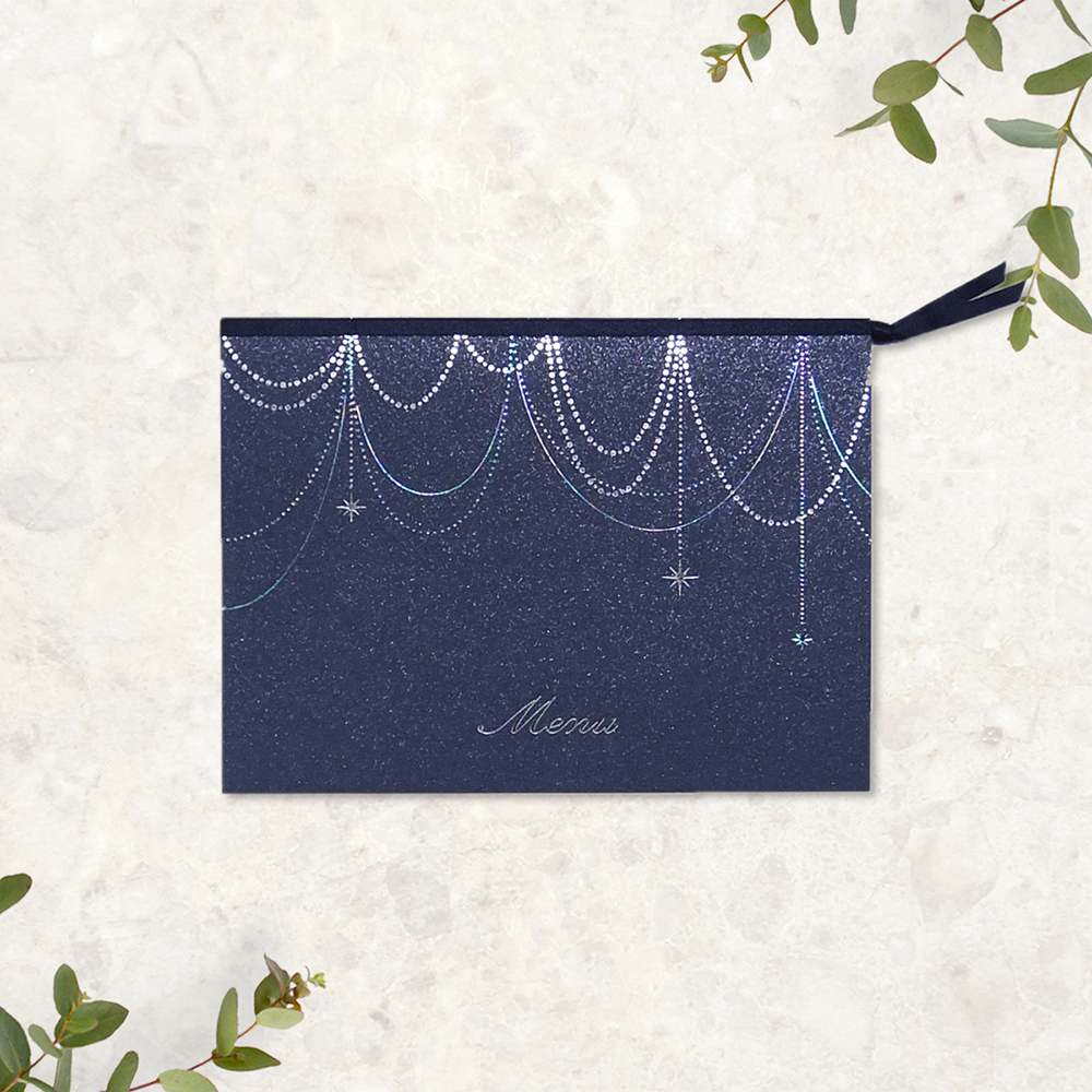 メニュー 「 ルミエール ネイビー 」 手作りキット | 結婚式 パーティー【結婚式 ペーパー メニュー表】