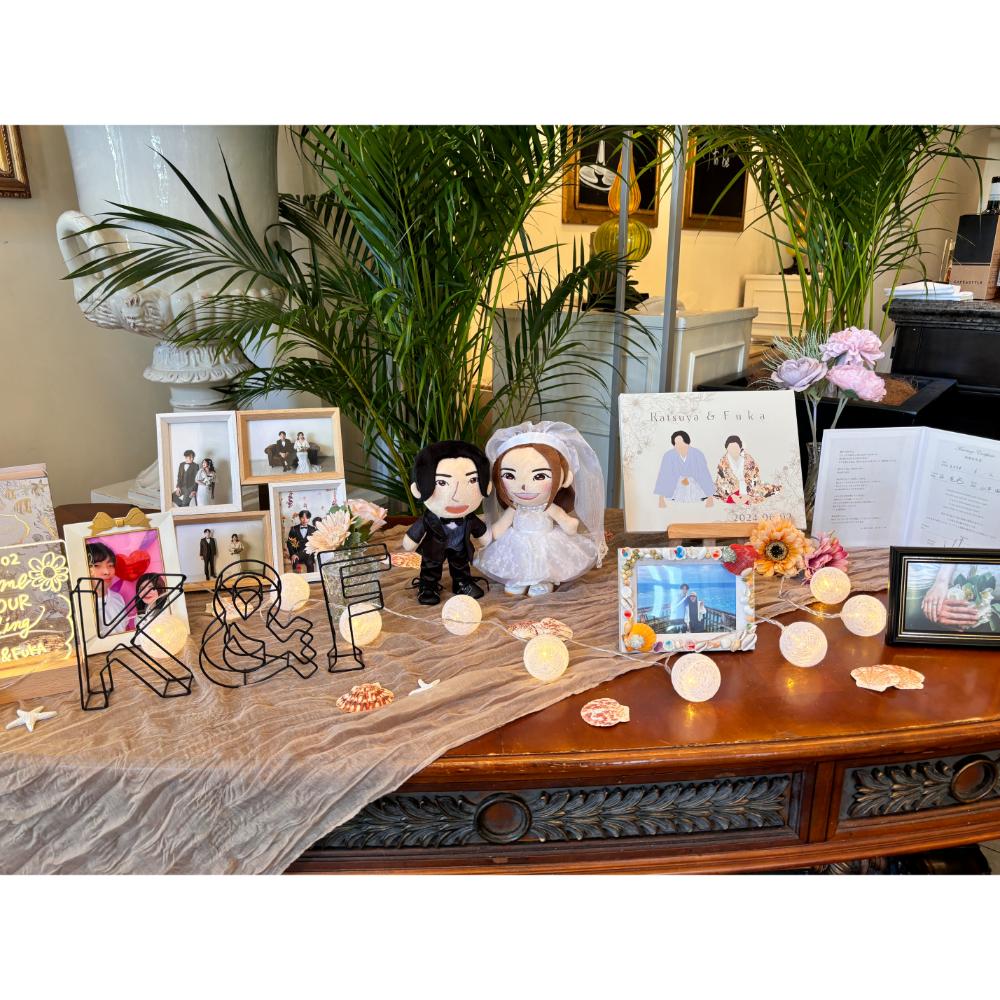 【似顔絵代行】結いぐるみ新郎新婦2人(ウェディングドレス&タキシードセット)【結婚式 ギフト 両親プレゼント ぬいぐるみ】