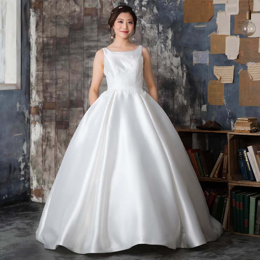 CW2362 MARINA Aライン ポケット サテン ウエディングドレス 【ウェディングドレス オーダーメイド】