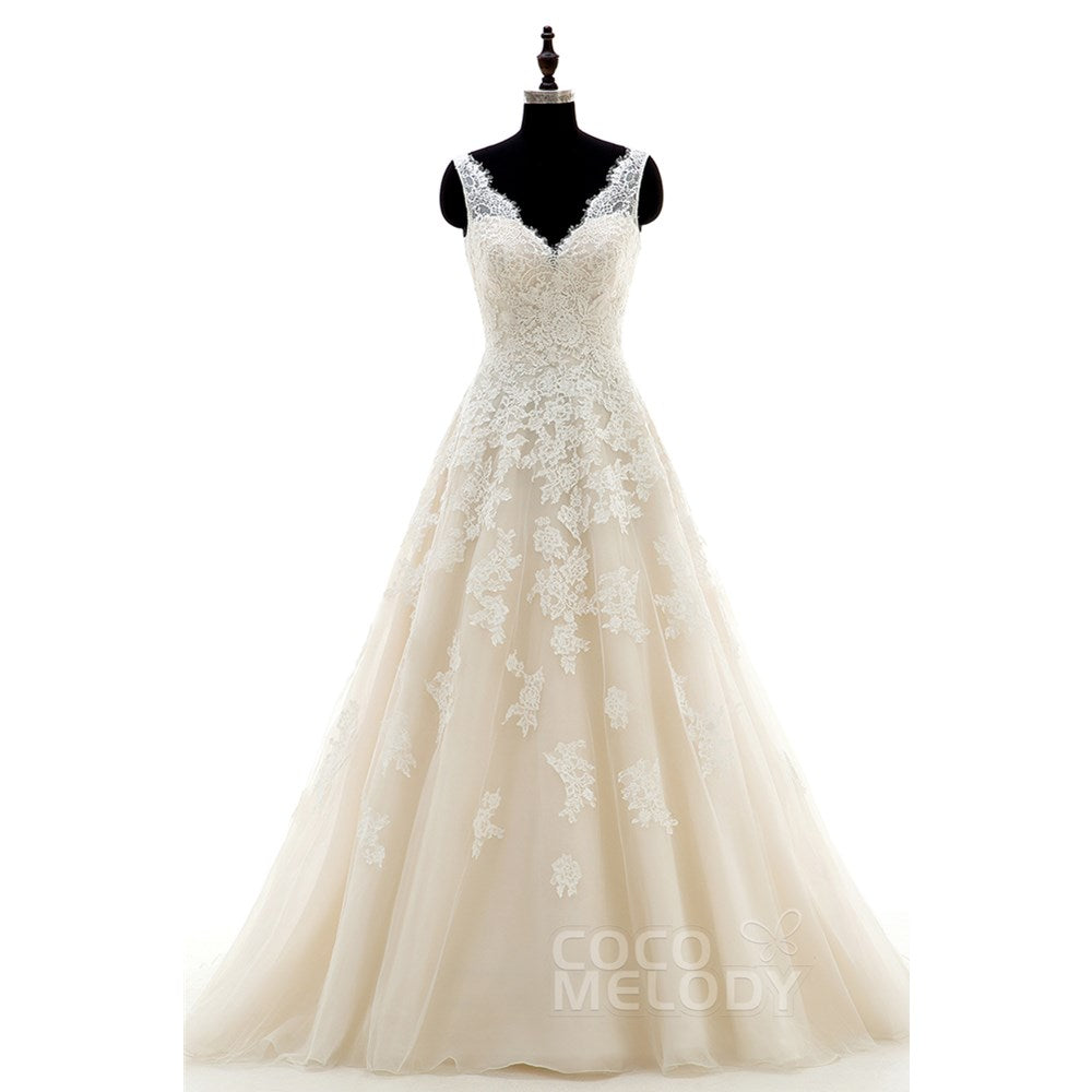 CWAT16004 スウィスチュール Vネック ウェディングドレス 【ウェディングドレス オーダーメイド】