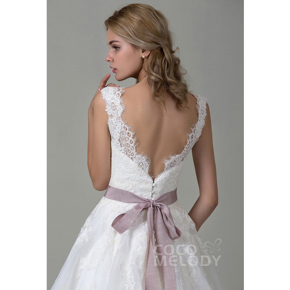 CWZT15007 オーガンジー Vネック ウェディングドレス 【ウェディングドレス オーダーメイド】