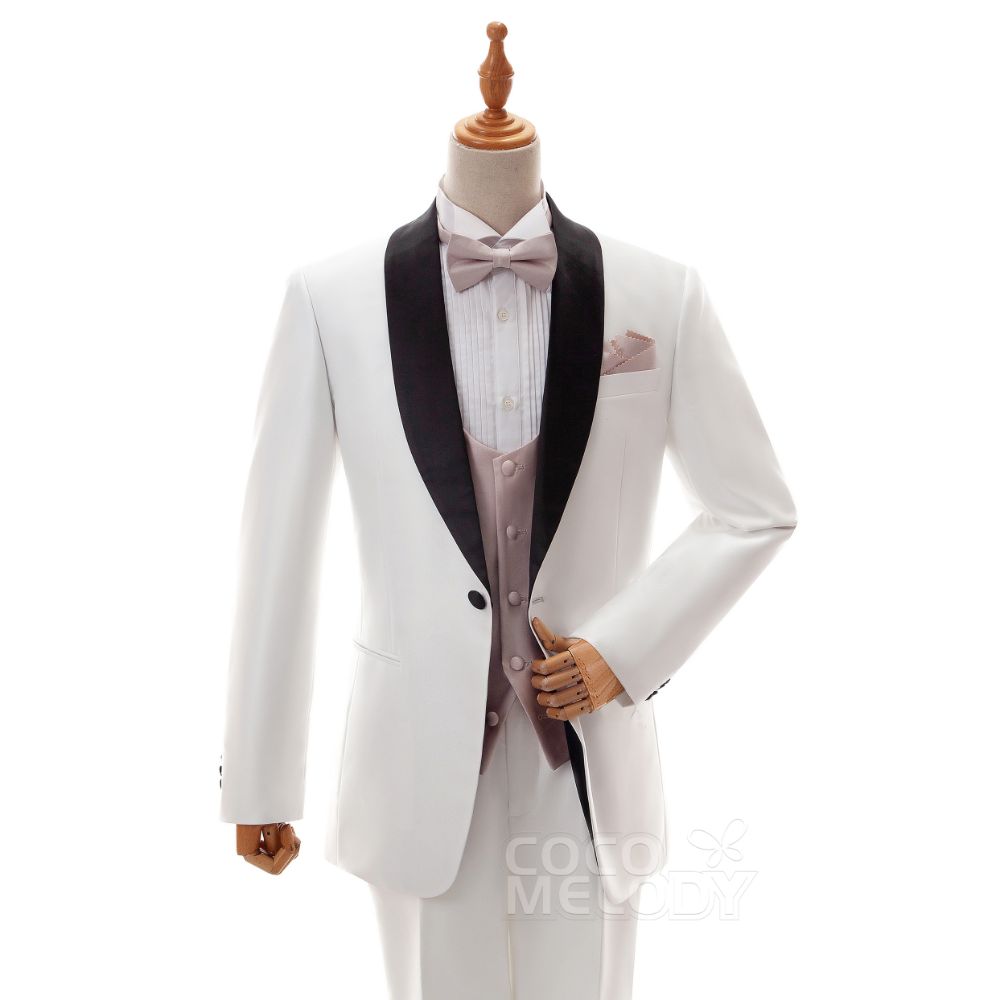 CZ19006 タキシード】 ショールラペル オフホワイト 7796 【結婚式 
