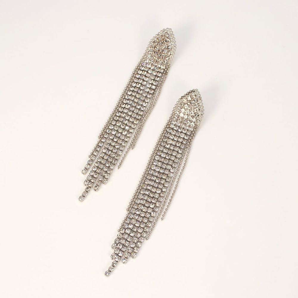 【ピアス】クリスタルタッセルピアス シルバー 【結婚式 ピアス イヤリング】