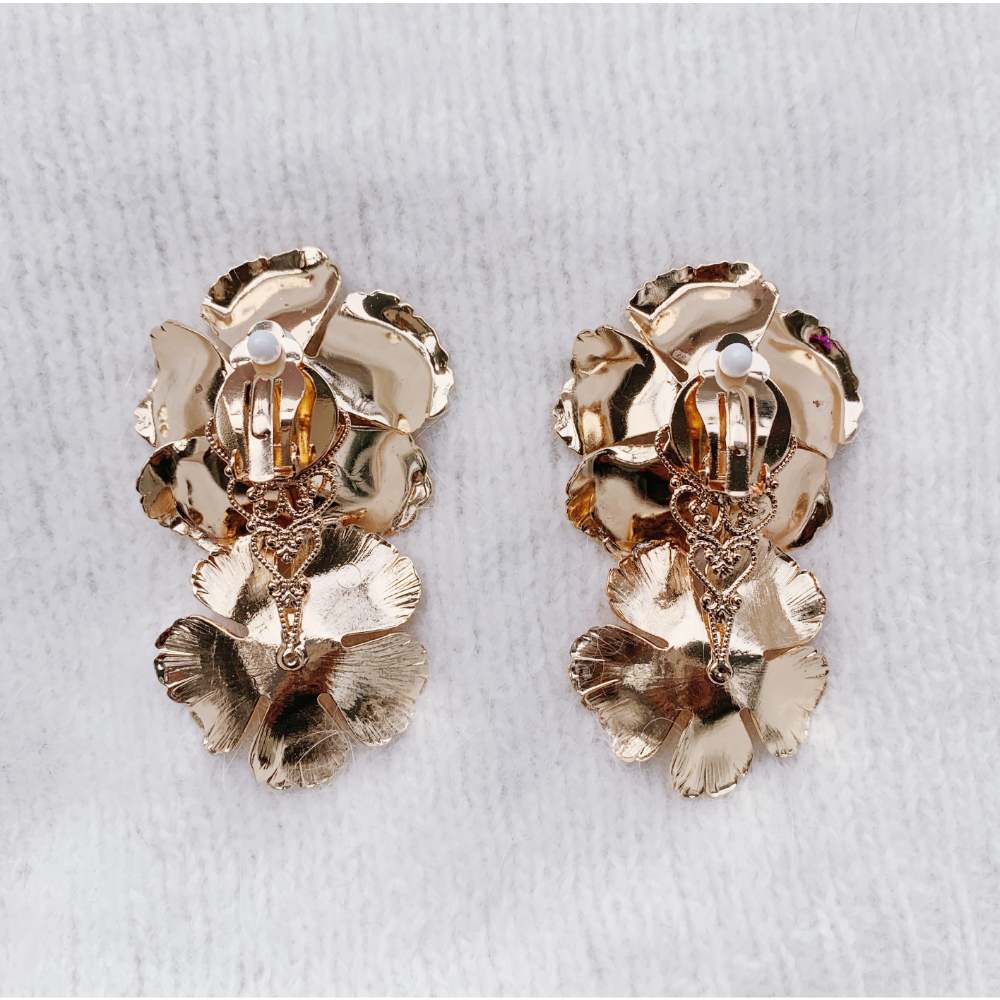 【イヤリング】Vintage Remake Series*Brassフラワーイヤリング/ブライダルアクセサリー 【結婚式 ピアス イヤリング】