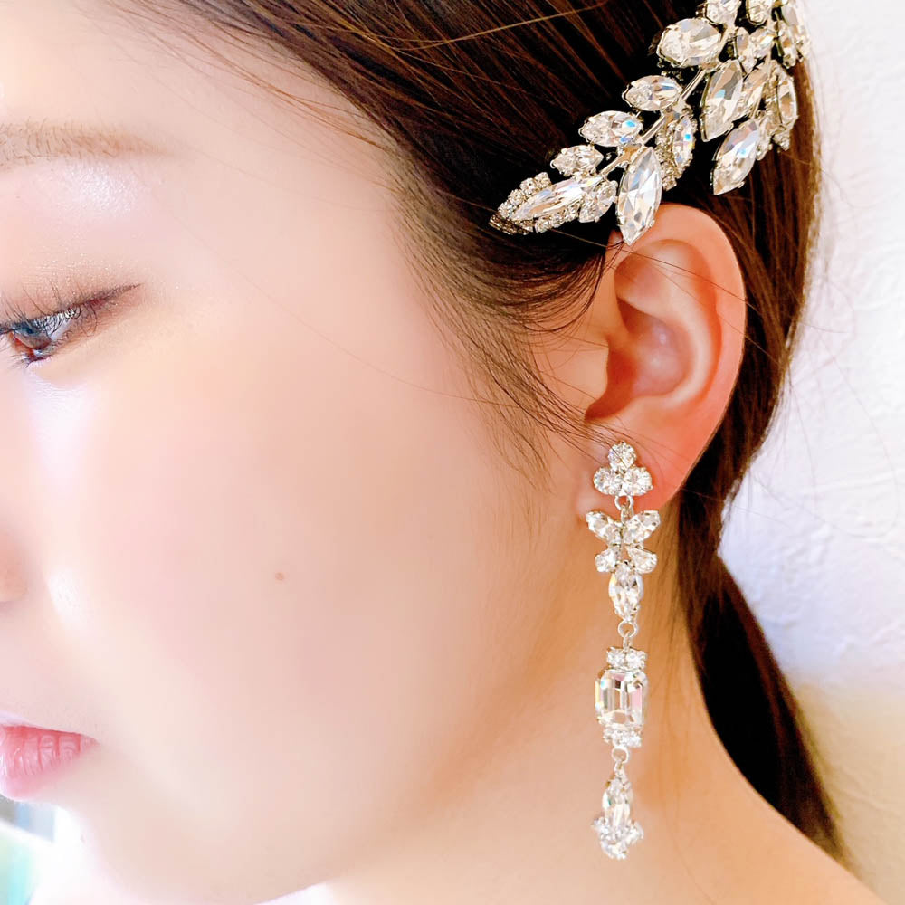 スワロフスキークリスタル使用のウェディングアクセサリー イヤリング/ブライダルアクセサリー 【結婚式 ピアス イヤリング】