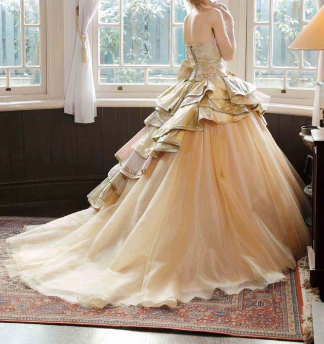 【SALE】カラードレス 和風ゴールド 【販売衣装】