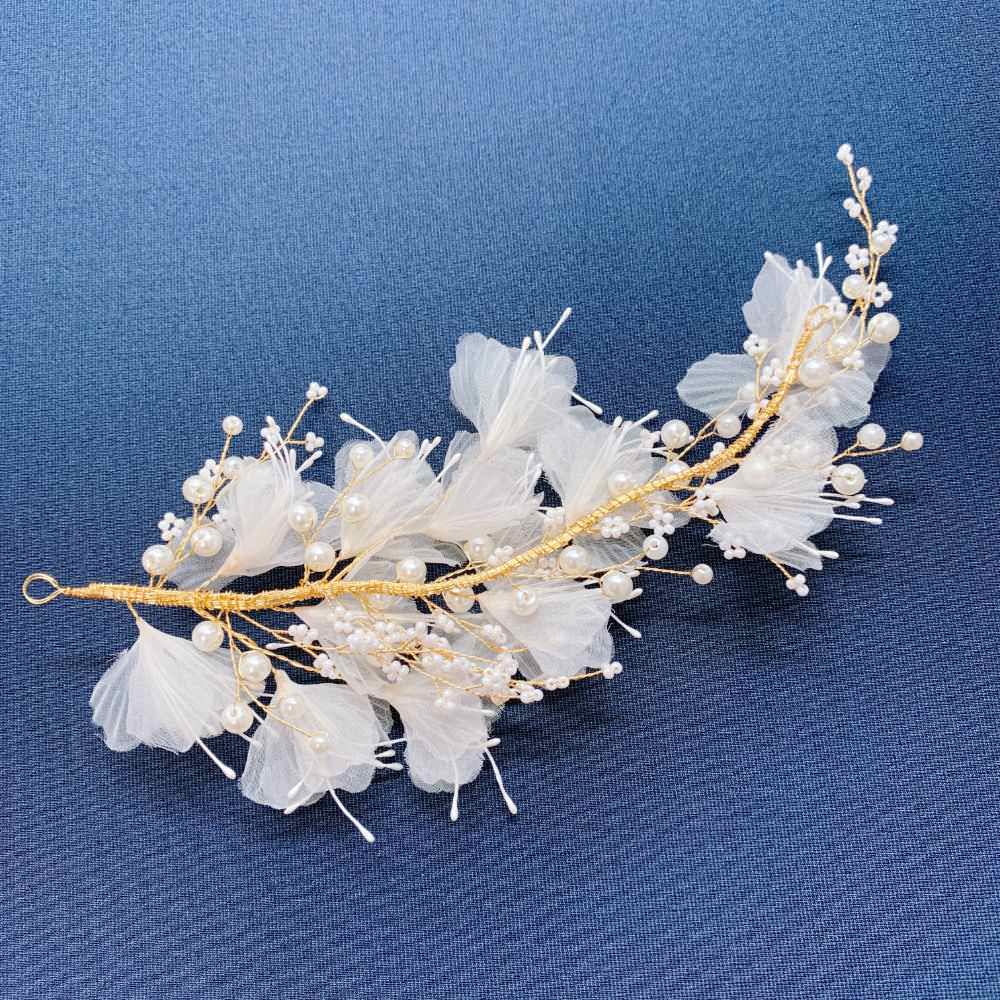 【ヘッドドレス】シフォンフラワーヘッドドレス/ブライダルアクセサリー 【結婚式 ヘアアクセサリー】