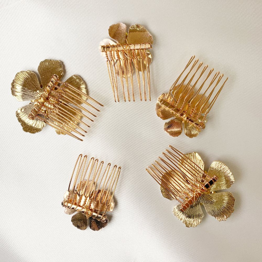 【ヘッドパーツ】Flower Hair Comb 5点セット 【結婚式 ヘアアクセサリー】