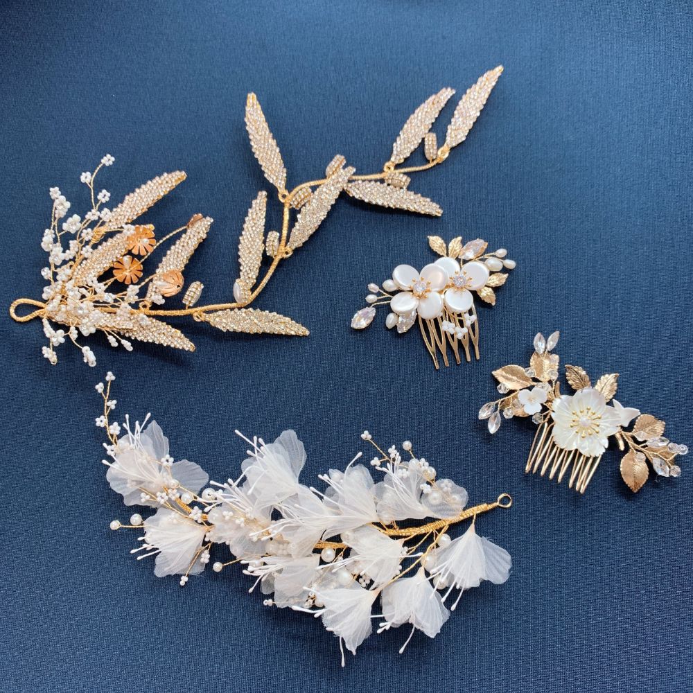 【ヘッドパーツ】シェルフラワー ゴールドヘッドパーツ 【結婚式 ヘアアクセサリー】