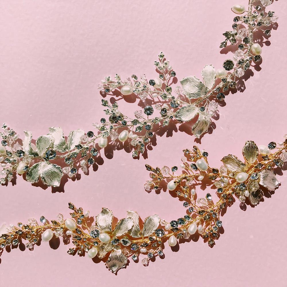 【ヘッドドレス】leaf motif パール小枝アクセサリー シルバー/ブライダルアクセサリー 【結婚式 ヘアアクセサリー】
