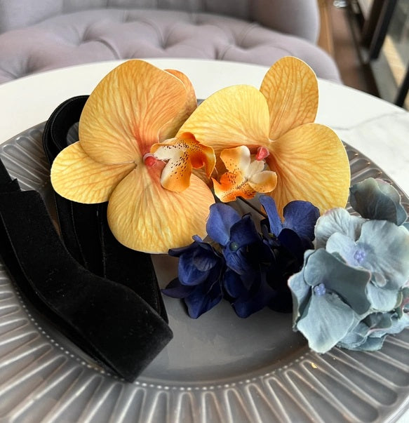 和装 成人式 パーティー【胡蝶蘭アプリコットイエロー】結婚式 ヘアアクセサリー