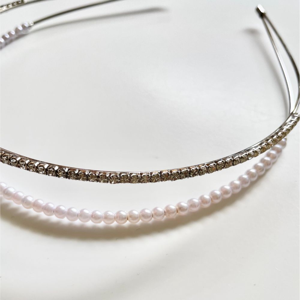 ウェディング アクセサリー【ビジュー&パールビーズ カチューシャ】【結婚式 ヘアアクセサリー】